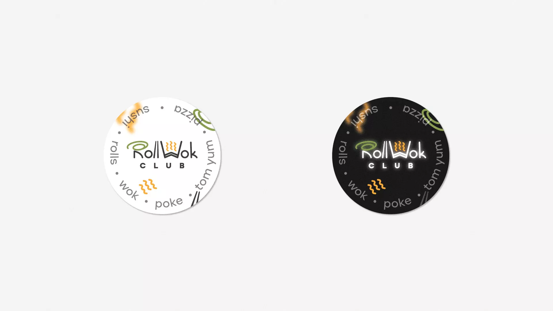 Разработка наклеек для суши-бара «Roll Wok Club» в Константиновске
